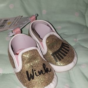 0-6m baby girl gold iridescent slipon